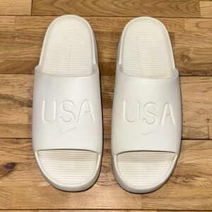 Nike White USA Embossed Slide Sandals